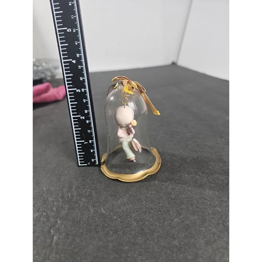 VINTAGE ENESCO PRECIOUS MOMENTS CHRISTMAS GLASS BELL CHRISTMAS ORNAMENT